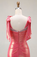 Load image into Gallery viewer, Sparkly Coral Metallic Mermaid Beaded Long Prom Dress with Slit