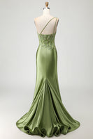 Load image into Gallery viewer, Sparkly Green Mermaid Corset Long Prom Dress with Slit