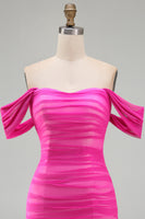 Load image into Gallery viewer, Red Bodycon Ruched Off the Shoulder Short Prom Dress