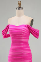 Load image into Gallery viewer, Red Bodycon Ruched Off the Shoulder Short Prom Dress
