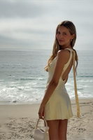 Load image into Gallery viewer, Yellow V-Neck Bodycon Mini Dress with Sash