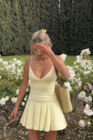 Load image into Gallery viewer, Simple Yellow A Line Spaghetti Straps Mini Dress