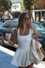 Load image into Gallery viewer, White Square Neck A Line Mini Dress