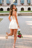 Load image into Gallery viewer, White A Line Halter Lace Up Back Mini Dress with Sash
