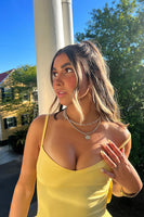 Load image into Gallery viewer, Yellow Sheath Spaghetti Straps Backless Maxi Wedding Guest Dress