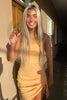 Load image into Gallery viewer, Yellow Bodycon Ruched Spaghetti Straps Mini Dress