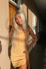 Load image into Gallery viewer, Yellow Bodycon Ruched Spaghetti Straps Mini Dress
