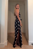 Load image into Gallery viewer, Black Dots Sheath One Shoulder Maxi Formal Dress