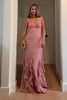 Load image into Gallery viewer, Blush Chiffon Sheath Spaghetti Straps Maxi Formal Dress with Ruffles