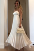 Load image into Gallery viewer, Simple White A-Line Pleated Spaghetti Straps Maxi Engagement Dress