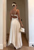 Load image into Gallery viewer, Simple White A-Line Pleated Spaghetti Straps Maxi Engagement Dress