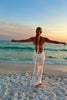 Load image into Gallery viewer, Simple White Halter Sheath Backless Boho Long Prom Dress