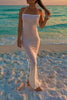 Load image into Gallery viewer, Simple White Halter Sheath Backless Boho Long Prom Dress