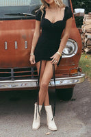 Load image into Gallery viewer, Black Tight Sweetheart Mini Dress with Sleeves