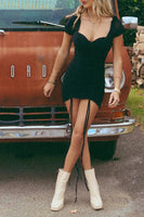 Load image into Gallery viewer, Black Tight Sweetheart Mini Dress with Sleeves