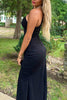 Load image into Gallery viewer, Black Mermaid One Shoulder Ruched Long Formal Dress with Slit