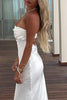 Load image into Gallery viewer, Simple White Sheath Strapless Long Rehearsal Dinner Dress