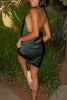 Load image into Gallery viewer, Dark Green Bodycon Satin Halter Backless Mini Dress
