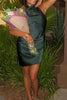 Load image into Gallery viewer, Dark Green Bodycon Satin Halter Backless Mini Dress