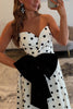 Load image into Gallery viewer, Fuchsia Polka Dots A Line Sweetheart Long Prom Dress with Bow