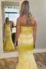Load image into Gallery viewer, Yellow Satin Mermaid Sweetheart Long Prom Dress