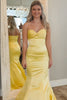 Load image into Gallery viewer, Yellow Satin Mermaid Sweetheart Long Prom Dress