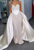 Load image into Gallery viewer, Sparkly White Satin Mermaid Sweetheart Long Corset Prom Dress with Cape