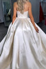Load image into Gallery viewer, Sparkly White Satin Mermaid Sweetheart Long Corset Prom Dress with Cape
