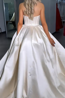 Sparkly White Satin Mermaid Sweetheart Long Corset Prom Dress with Cape