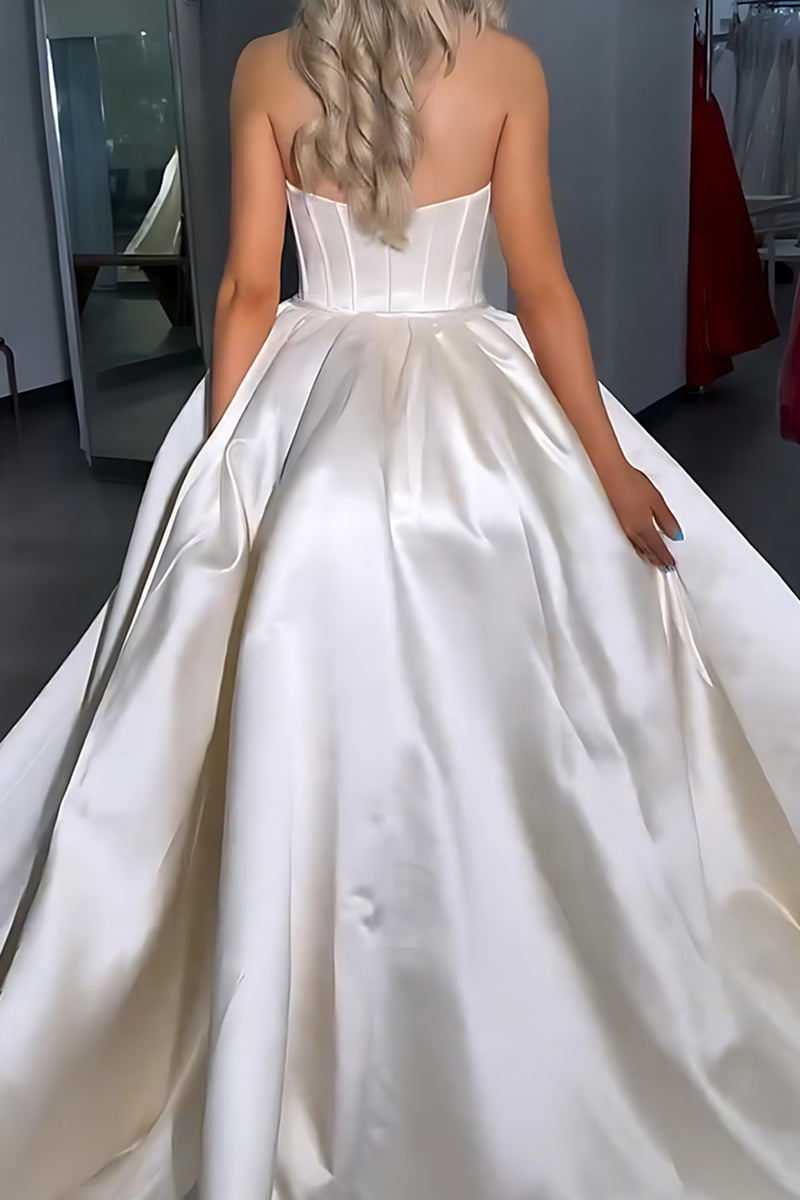 Load image into Gallery viewer, Sparkly White Satin Mermaid Sweetheart Long Corset Prom Dress with Cape