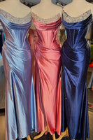 Load image into Gallery viewer, Sparkly Blush Corset Strapless Maxi Prom Dress with Beading