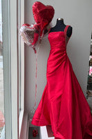 Load image into Gallery viewer, Sparkly Light Blue Beaded Satin Thick Straps Maxi Prom Dress with Side Cape