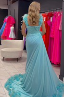 Load image into Gallery viewer, Light Green Flower Thick Straps Maxi Prom Dress with Ruffles