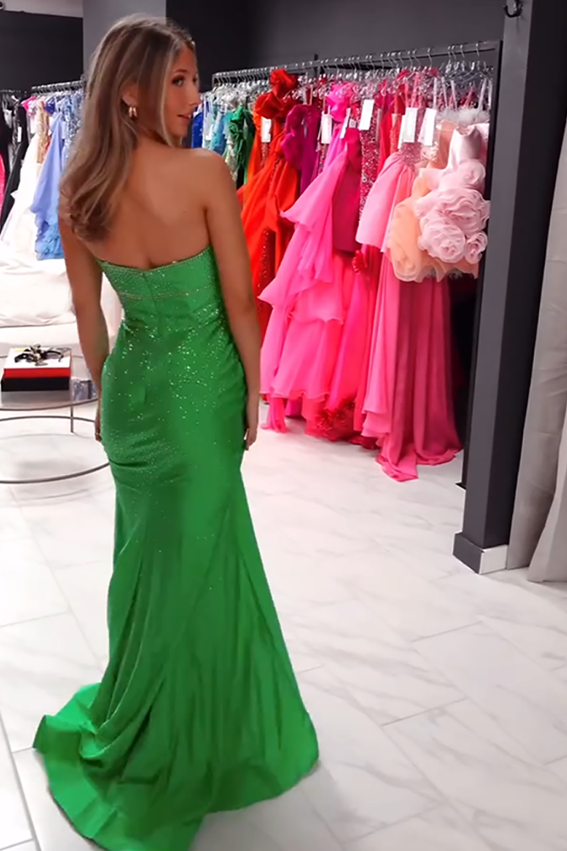 Load image into Gallery viewer, Sparkly Fuchsia Mermaid Sweetheart Long Prom Dress with Beading