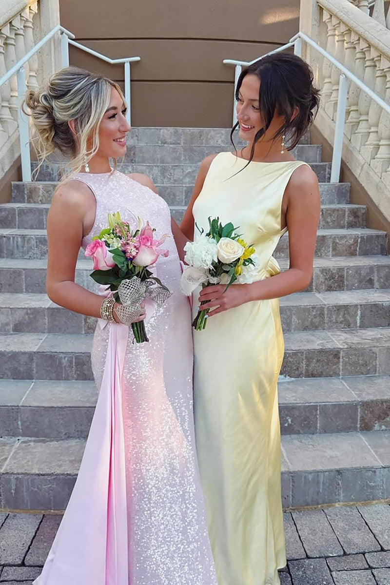 Load image into Gallery viewer, Sparkly Blush Maxi Mermaid Prom Dress with Cape