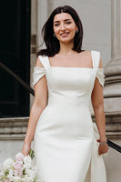 Load image into Gallery viewer, Cold Shoulder White Satin Bodycon Short Engagement Dress with Bows