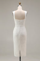 Load image into Gallery viewer, Ivory Bodycon Lace Thick Straps Midi Engagement Dress