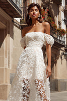 Load image into Gallery viewer, Ivory Off the Shoulder A Line Midi Engagement Dress