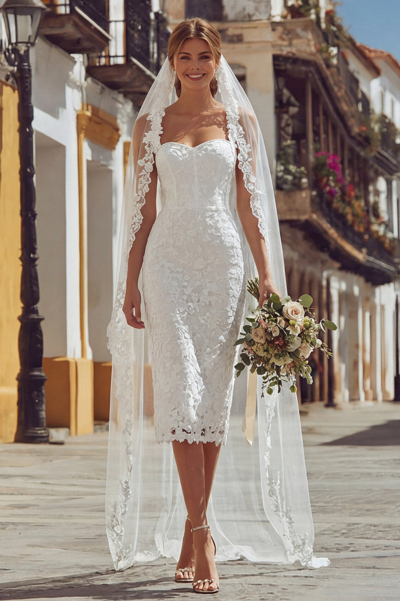 Load image into Gallery viewer, Ivory Lace Bodycon Thick Straps Midi Engagement Dress