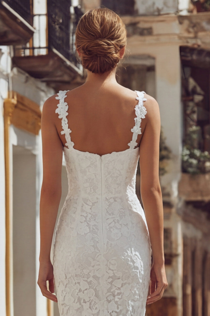 Load image into Gallery viewer, Ivory Lace Bodycon Thick Straps Midi Engagement Dress