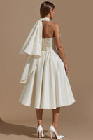 Load image into Gallery viewer, Sweetheart White A Line Midi Engagement Dress