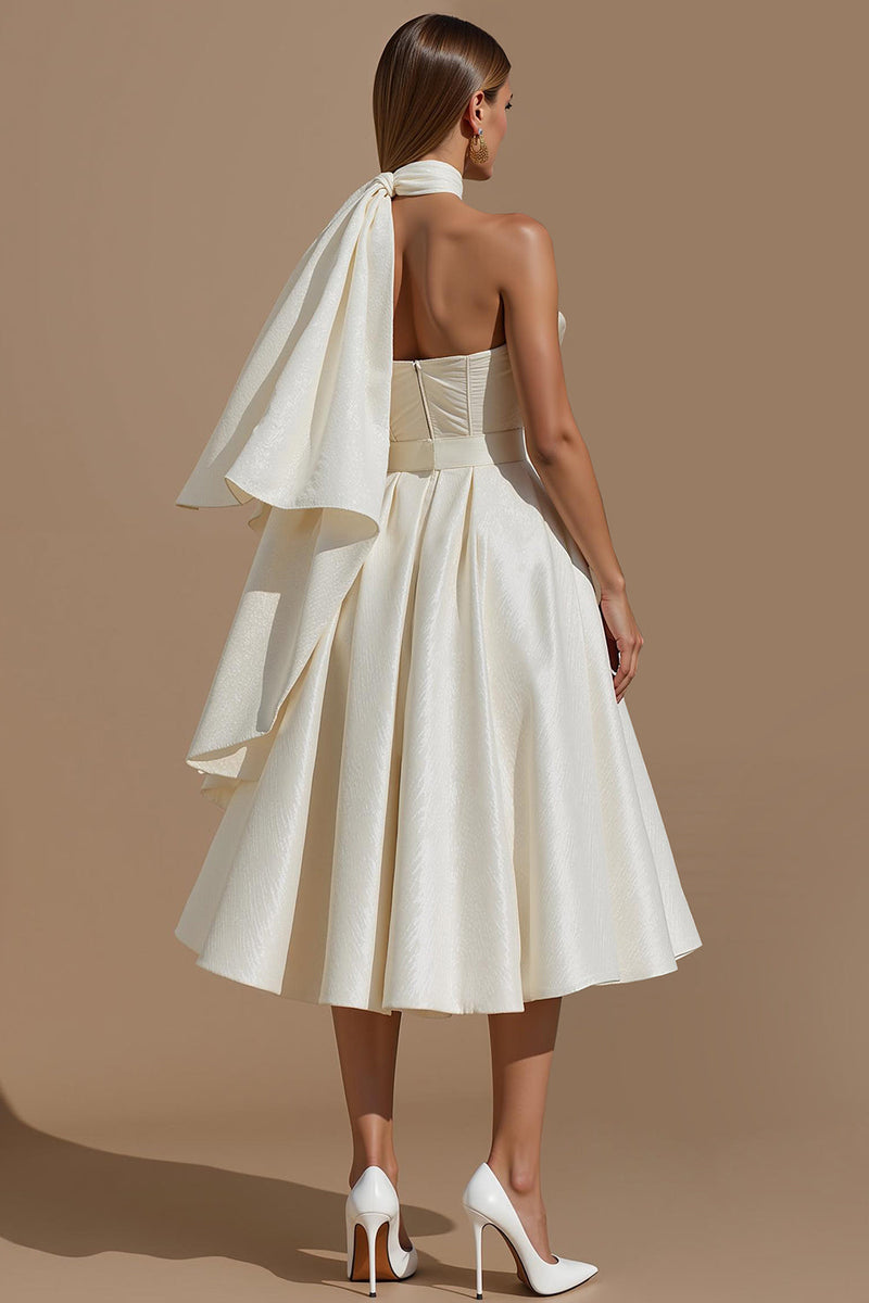Load image into Gallery viewer, Sweetheart White A Line Midi Engagement Dress