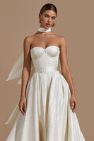 Load image into Gallery viewer, Sweetheart White A Line Midi Engagement Dress