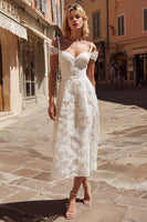 Load image into Gallery viewer, Cold Shoulder Ivory Floral Long Engagement Dress