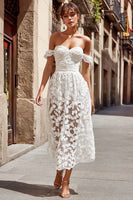 Load image into Gallery viewer, FloralIvory Appliqued A Line Long Wedding Reception Dress