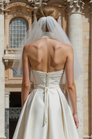 Load image into Gallery viewer, SweetheartWhite Short A Line Wedding Reception Dress with Belt