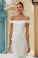 Load image into Gallery viewer, White Off the Shoulder Bodycon Midi Engagement Dress