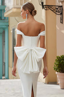 Load image into Gallery viewer, White Off the Shoulder Bodycon Midi Engagement Dress