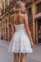 Load image into Gallery viewer, Sweetheart White Lace A Line Short Bachelorette Dress
