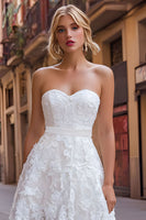 Load image into Gallery viewer, Sweetheart White Lace A Line Short Bachelorette Dress